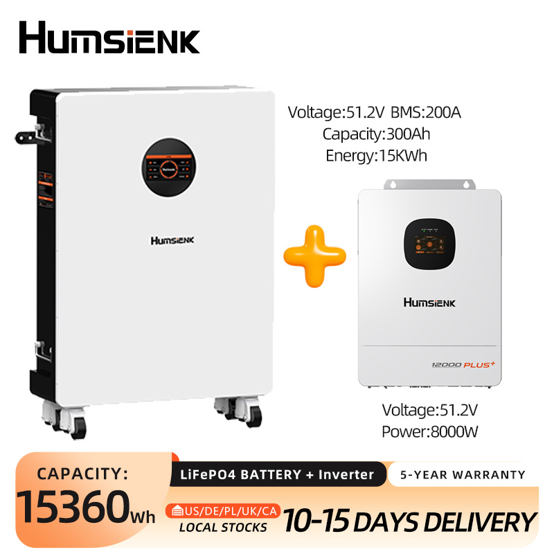 Mppt Hybrid Inverter 48V 8Kw 3 Phase - Humsienk 48V 300Ah LiFePO4 Bluetooth Battery&