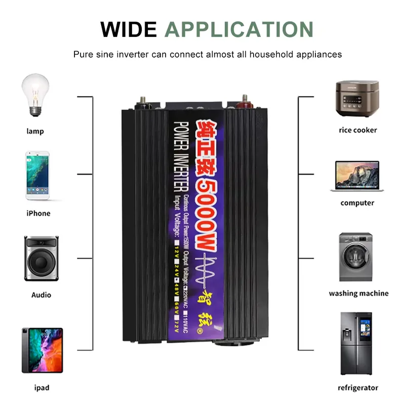 Pure Sine Wave Inverter 5000W 48V 220V - SMARAAD 5000W 12V 24V 48V DC