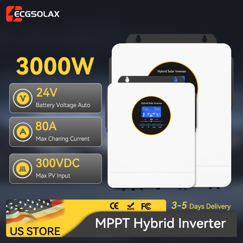 Inverter Pure Sine Wave 60Hz 120V 3000W - ECGSOLAX 3000W Off Grid Hybrid Solar