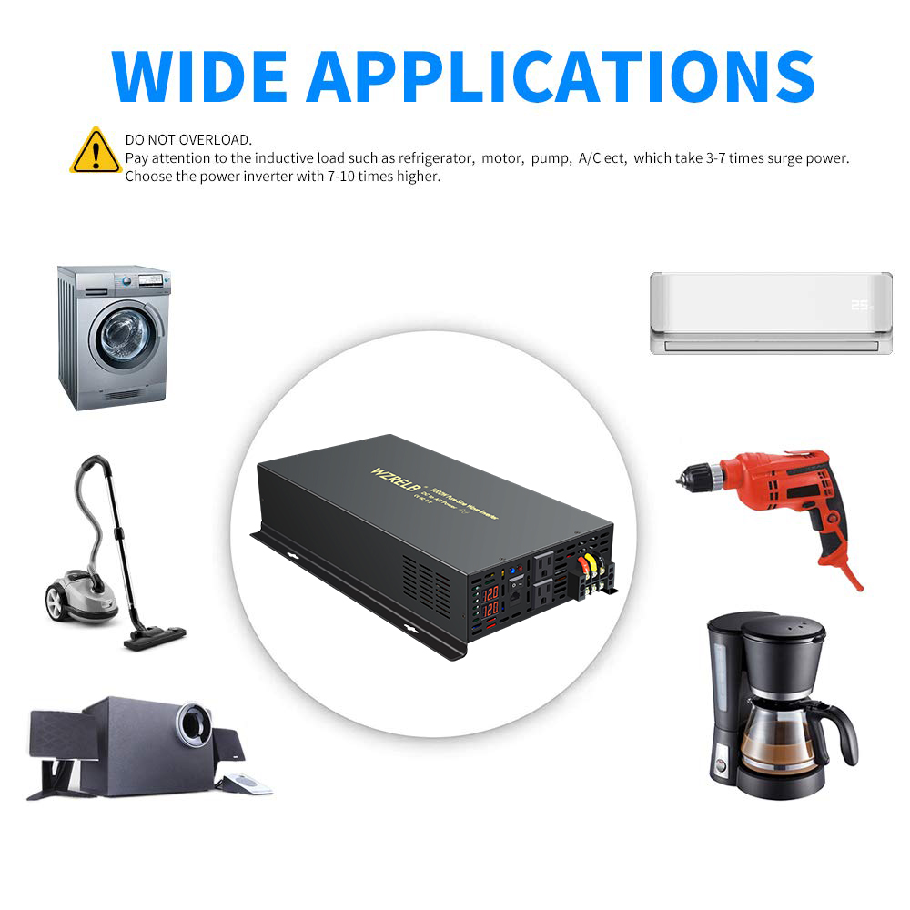 Pure Sine Wave Inverter 5000W 48V 220V - Reliable 5000W Wired Control Pure Sine