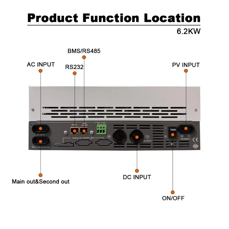6.2KW Single Phase Off Grid On - Off Grid Solar Inverter 48V 6000W ulasan dan harga