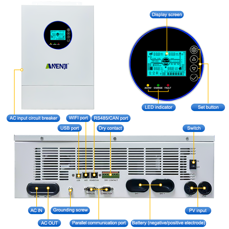ANENJI Split Phase 12KW 48V Hy - Off Grid Solar Inverter 48V 6000W ulasan dan harga