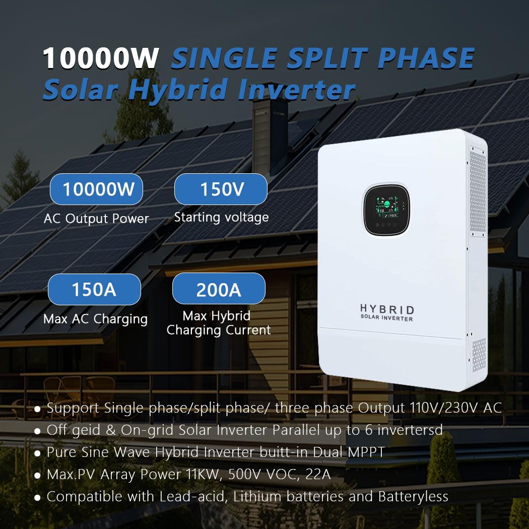 Y&H 10KW Hybrid Solar Inverter - Split Phase Inverter 10Kw 110V 220V ulasan dan harga