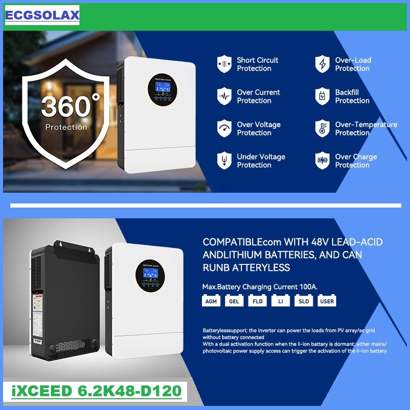 ECGSOLAX 3000W Off Grid Hybrid - Inverter Pure Sine Wave 60Hz 120V 3000W ulasan dan harga