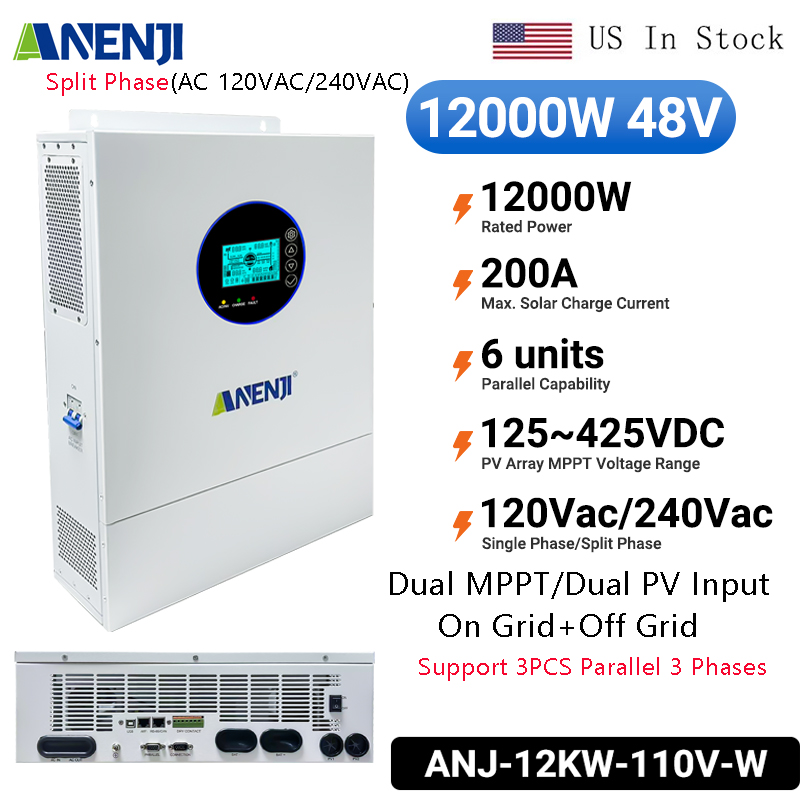ANENJI Split Phase 12KW 48V Hy - Off Grid Solar Inverter 48V 6000W ulasan dan harga