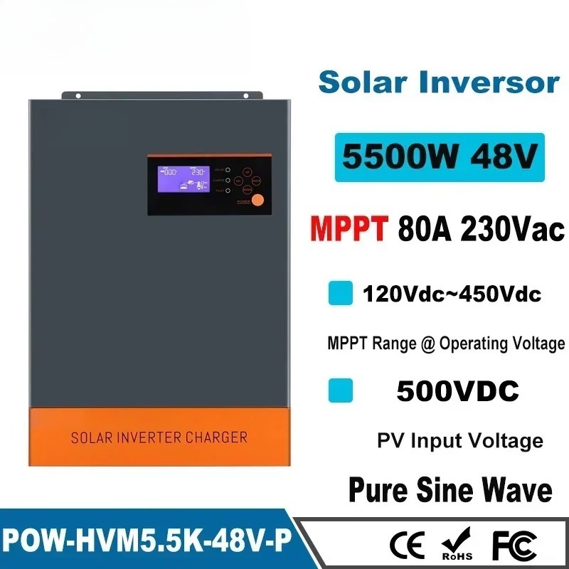 factory 5.5KW 5.5KVA MPPT 80A  - Hybrid Solar Inverter 5.5Kw Mppt 48V ulasan dan harga