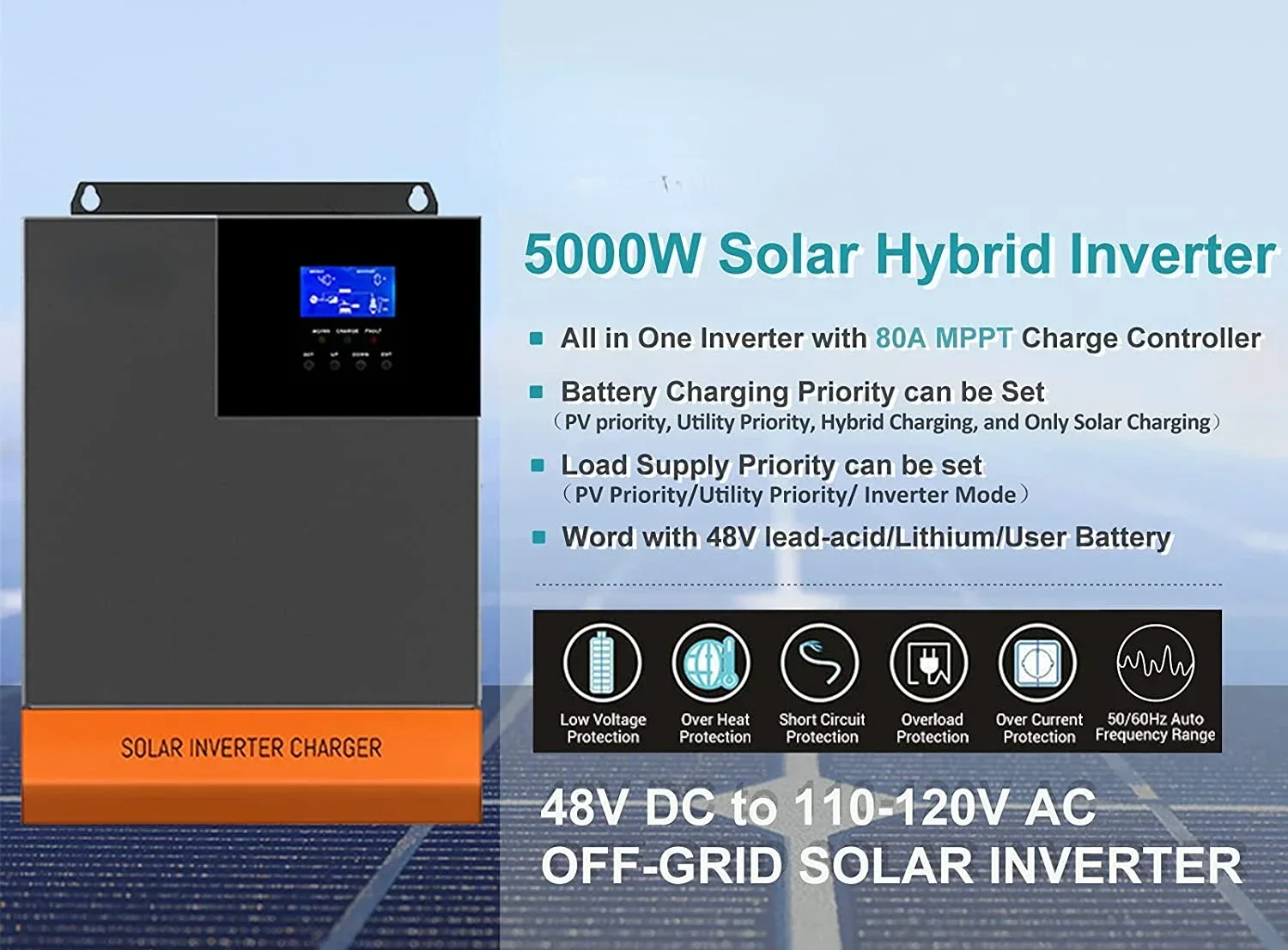 5.5kW MPPT 100A optical 220V 4 - Hybrid Solar Inverter 5.5Kw Mppt 48V ulasan dan harga
