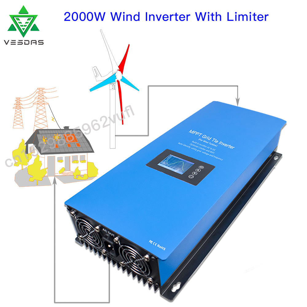 1000W 2000W Wind MPPT Power On - Grid Tie Inverter Limiter 2000W ulasan dan harga