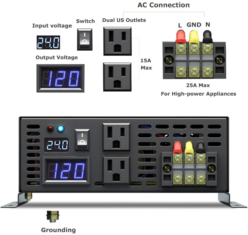 Pure Sine Wave Inverter 3000W  - Inverter Pure Sine Wave 60Hz 120V 3000W ulasan dan harga